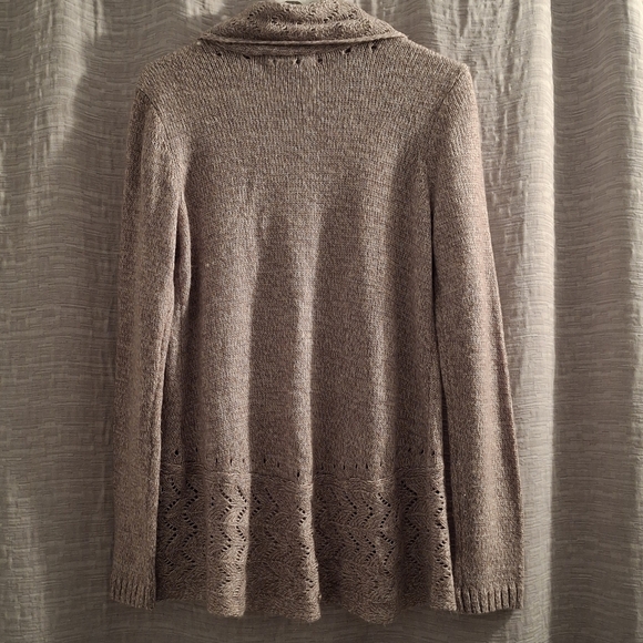 Karen Scott Open Front Pointelle Cardigan Oatmeal - Small - Picture 5 of 5